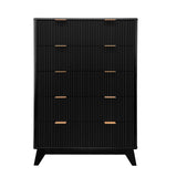 Cassettiera alta in legno Garvee, 5 cassetti, design scanalato, MDF moderno, robusta, per soggiorno, camera da letto, cameretta dei bambini, bianca