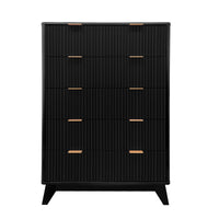 Cassettiera alta in legno Garvee, 5 cassetti, design scanalato, MDF moderno, robusta, per soggiorno, camera da letto, cameretta dei bambini, bianca