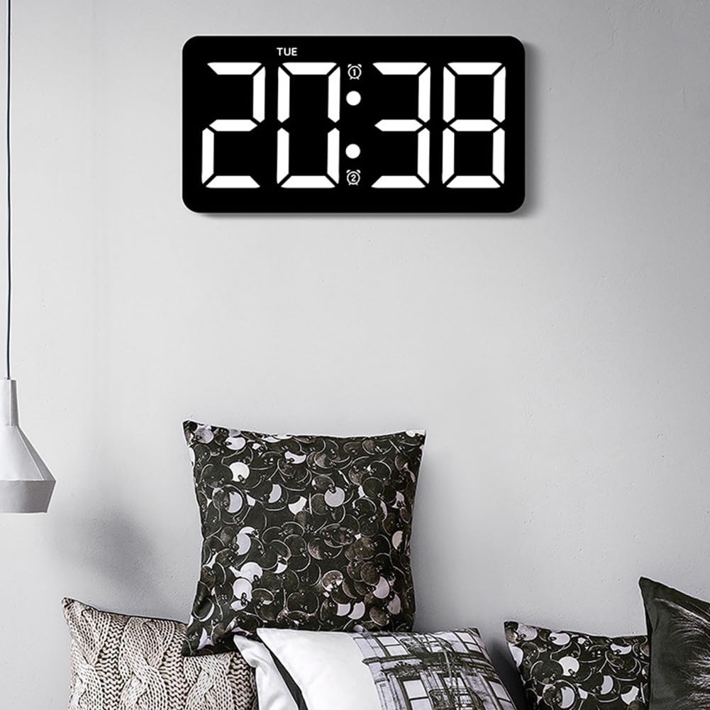 Orologio da parete digitale Garvee da 10,5 pollici con display LED bianco per ufficio, cucina e casa con telecomando e controllo della luminosità