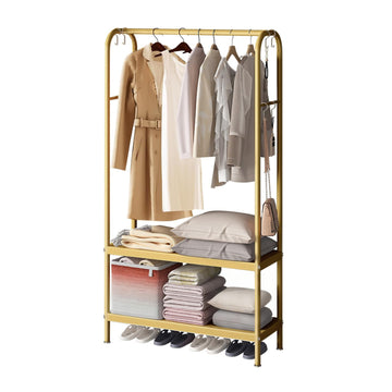 Appendiabiti in metallo Garvee con ripiani, robusto, salvaspazio, per uso domestico, elegante, indipendente