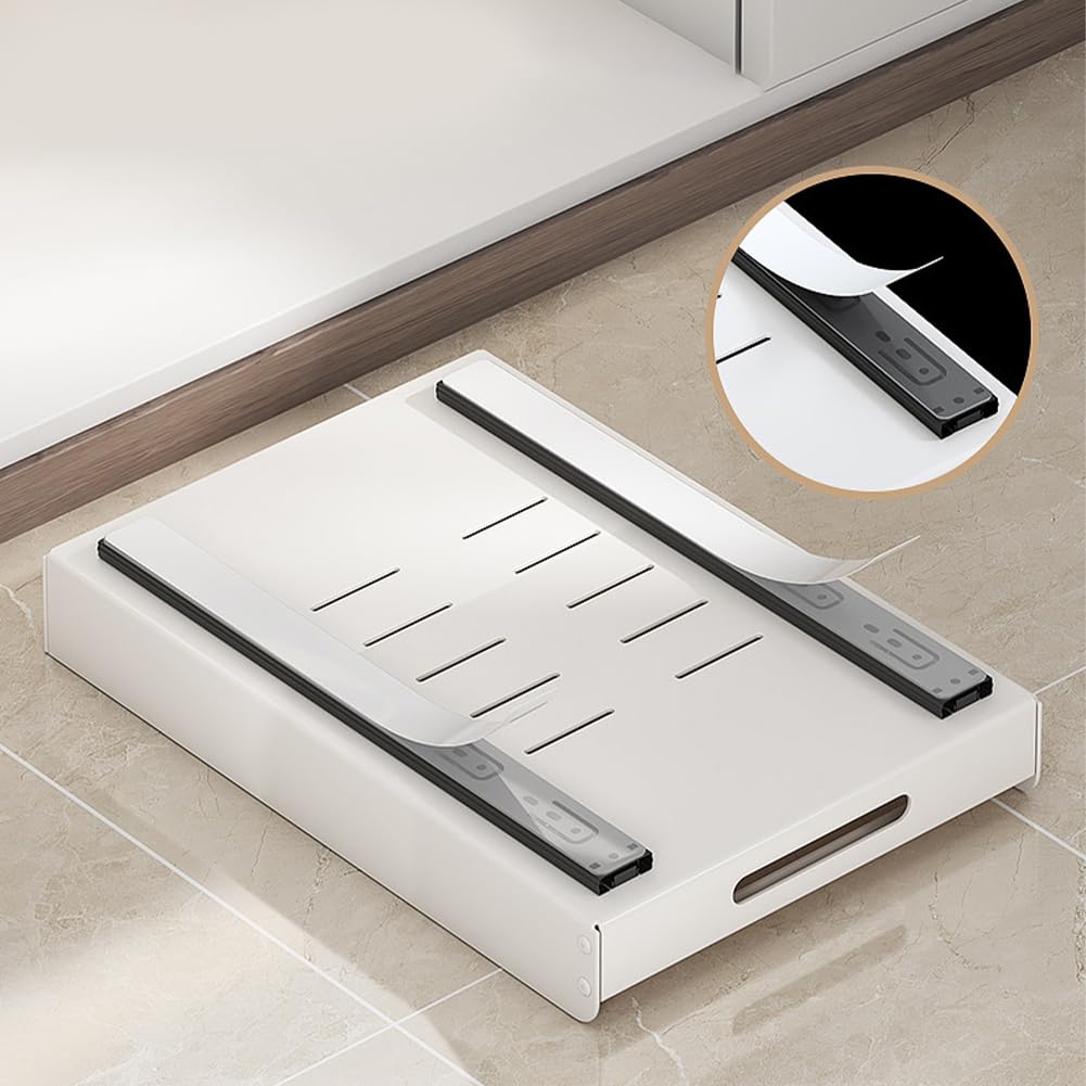 Cassetto organizer da cucina estensibile Garvee da 40 cm in acciaio al carbonio bianco, versatile per cucina e bagno