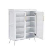 Garvee Mobile Porta Scarpe 5 Ripiani con Ante in Vetro Bianco, Design Verticale Salvaspazio per Ingresso o Corridoio