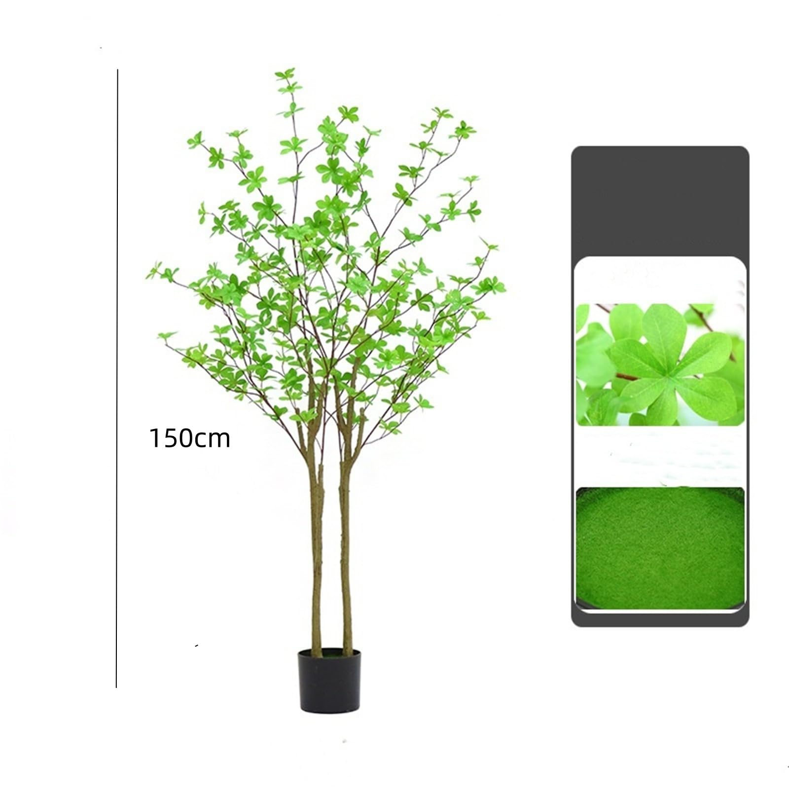 Garvee Albero di Enkianthus artificiale da 150 cm con foglie realistiche, PVC resistente per arredamento interno, soggiorno, ufficio, verde