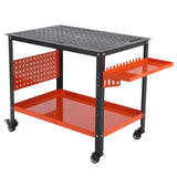 Garvee Banco da Saldatura 91x61 cm in Acciaio con Ruote e Porta Attrezzi, Robusto e Mobile, per Officina e Hobby, Nero