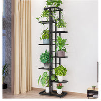 Supporto per piante Garvee, 8 ripiani, metallo, antiscivolo, mensola angolare impermeabile per soggiorno, balcone, giardino, nero