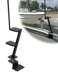 Gradini per rimorchio per barche Garvee con corrimano, 3 gradini, antiscivolo, in acciaio, regolabili, capacità di carico di 400 libbre, per timone di traino, per esterni