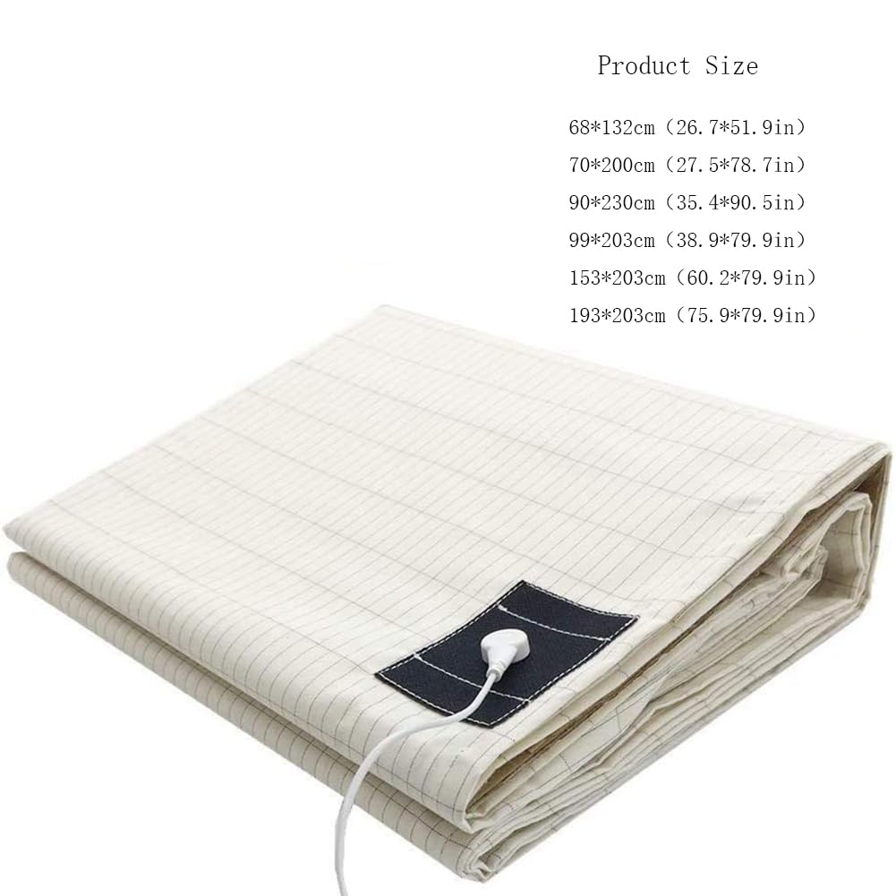 Garvee Set Biancheria da Letto Antistatico con Cavo di Messa a Terra - 95% Cotone, 5% Filo d'Argento - 153x203 cm, Spina EU - Per Camera da Letto Moderna