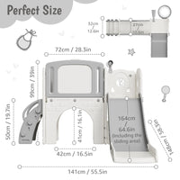 Garvee 8 in 1 Scivolo per bambini, parco giochi per interni ed esterni, con scala di arrampicata, canestro da basket, HDPE telescopico