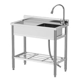 Garvee Lavello Utility in Acciaio Inox NSF Certificato - Vasca Singola, Rubinetto Estraibile 360°, Banco Lavoro Per Cucina Commerciale e Garage - 
