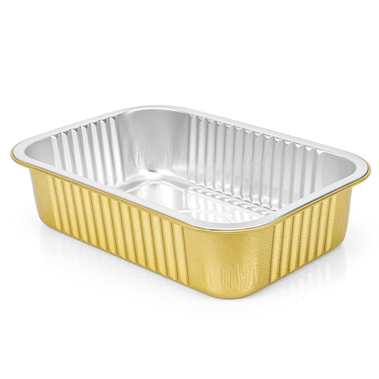 Garvee 20 vassoi monouso in alluminio con coperchio, 1000 ml, per grigliare, cucinare, cuocere al forno, argento, 22x15x4,5 cm