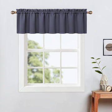 Tende oscuranti termiche da cucina Garvee Valance, grigio scuro, per piccole finestre, cucina, camera da letto, 52x15 cm