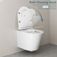Sedile WC Garvee con meccanismo di abbassamento automatico, sedile WC con funzione di sgancio rapido e cerniere regolabili, sedile WC in UF-Duroplast, forma a D, bianco
