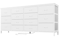 Mobile TV Garvee da 160 cm con 14 cassetti e prese per soggiorno, camera da letto, sala da pranzo, bianco