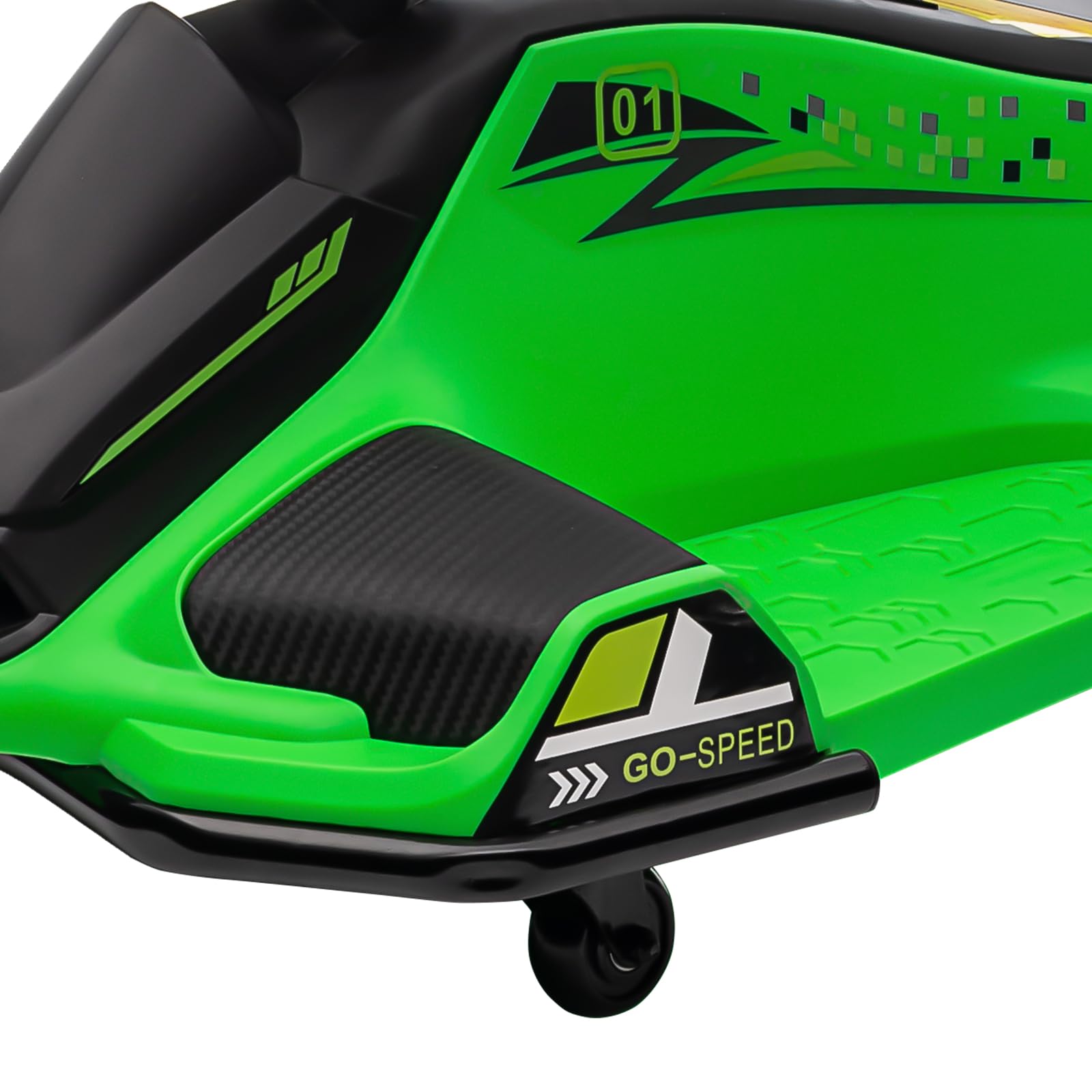 Garvee Kids Drift Go-Kart elettrico 24V – Telaio in metallo, per esterni, verde – Go-kart robusto per attività all'aperto e divertimento alla deriva.