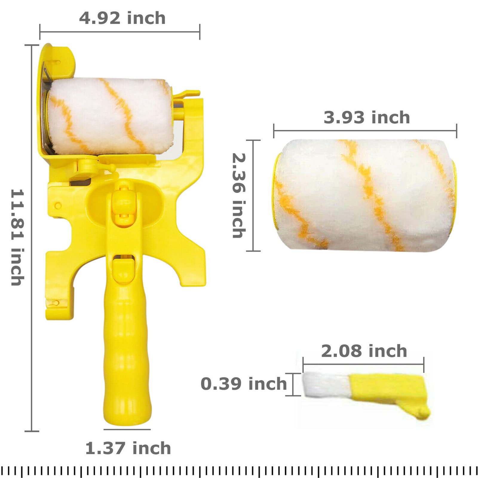 Garvee Paint Edger Rullo Pennello Multifunzionale Acrilico e ABS per Pareti, Soffitti, Angoli, 12" x 5" x 2,5", Ergonomico