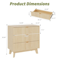 Cassettiera Garvee a 3 cassetti, design scanalato in stile moderno di metà secolo, MDF e legno massello, antiribaltamento, camera da letto, soggiorno, 31,49" L 30,94" A