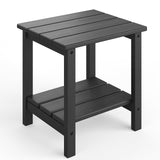 Garvee Tavolino Laterale Adirondack 2-Tier in HDPE Nero per Patio e Piscina, Resistente alle Intemperie, Stabile e Facile da Montare - Effetto Legno Stampato-Nero 1 Pezzo