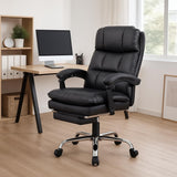 Sedia da ufficio Garvee in similpelle ergonomica regolabile con poggiapiedi, struttura in metallo, girevole a 360° per casa, ufficio, gaming, nera