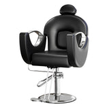 Garvee Sedia da Barbiere Professionale con Base Girevole 360°, Reclinabile e Regolabile in Altezza, Pelle Premium, Base in Acciaio Cromato, Per Saloni di Bellezza, Nero