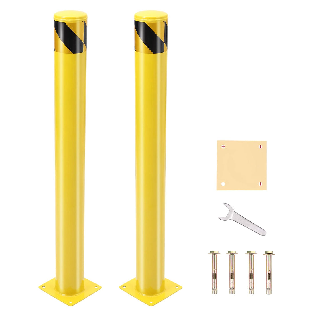 Garvee Safety Bollard 36 pollici in acciaio riflettente resistente alle intemperie per parcheggi e marciapiedi giallo