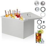 Ghiacciaia Garvee Drop-In da 25 QT, contenitore per ghiaccio in acciaio inox con coperchio e scarico per feste all'aperto e bar, 25 QT, argento - Argento