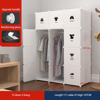 Armadio portatile Garvee con 12 scomparti, ante e asta appendiabiti, contenitore modulare in plastica per camera da letto, 75 x 47 x 111 cm, bianco