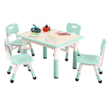 Garvee Set Tavolo e Sedie per Bambini Regolabile in Altezza Supporto Ergonomico Materiale Ecologico Piedini Antiscivolo 4 Posti Casa e Asilo - Light Blue