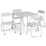 Set tavolo e sedie pieghevoli per bambini Garvee, 5 pezzi, struttura in metallo, rivestimento, beige, per mangiare e giocare