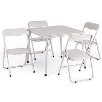 Set tavolo e sedie pieghevoli per bambini Garvee, 5 pezzi, struttura in metallo, rivestimento, beige, per mangiare e giocare