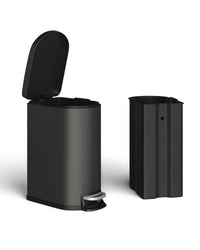 Set di bidoni della spazzatura in metallo Garvee da 13 galloni e 2,6 galloni, antiruggine, pedale, per cucina e bagno, nero, compatto