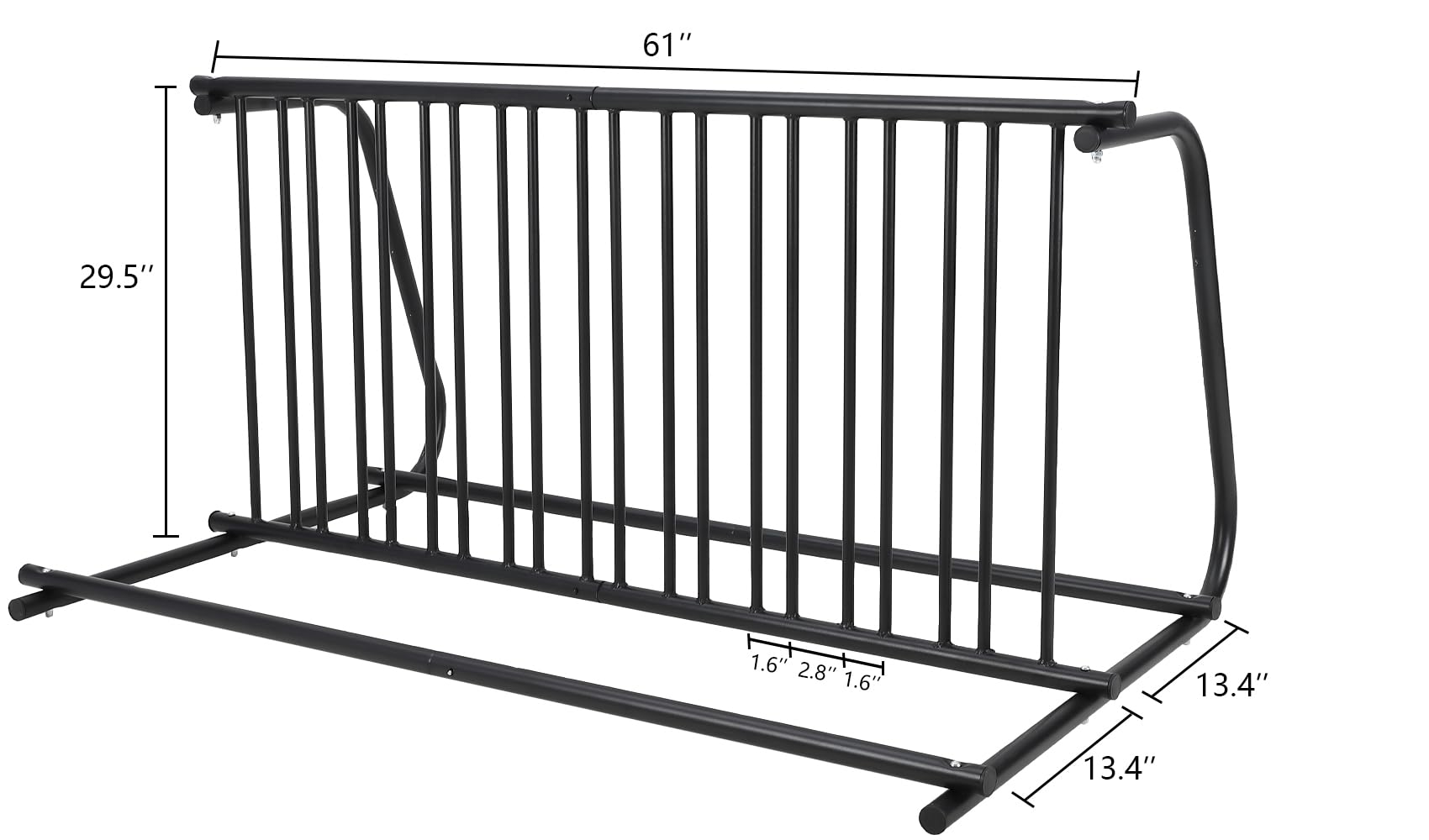 Portabiciclette Garvee, configurazione da 10, acciaio verniciato a polvere, per garage ed eventi, 61 pollici, robusto e resistente a tutte le intemperie