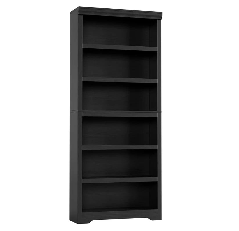Garvee Libreria 6 Ripiani Alta 191 cm, Scaffale Regolabile, MDF Nero, Stile Rustico per Soggiorno e Studio
