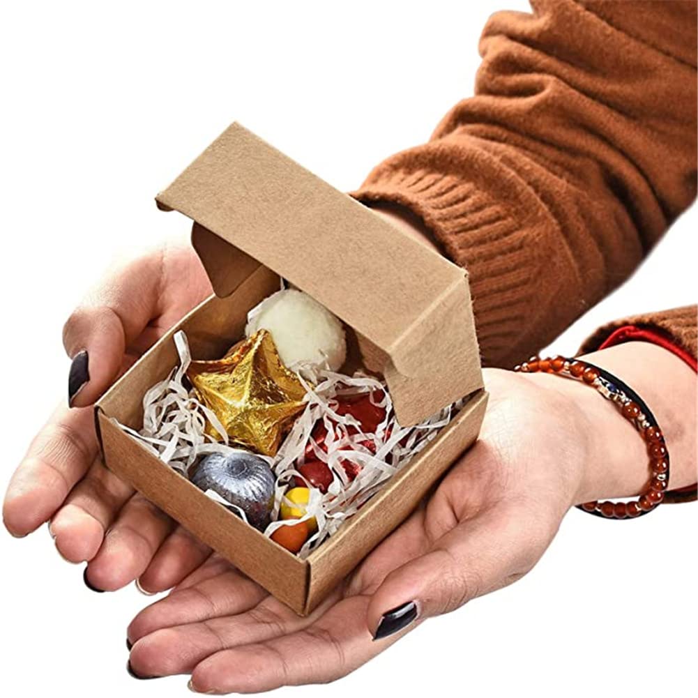 Garvee 50 scatole di carta quadrate 7,5x7,5x3 cm, resistenti e riutilizzabili, per gioielli e candele, per matrimoni e feste.