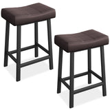 Set di 2 sgabelli da bar Garvee, 24 pollici, rivestimento in pelle PU marrone, struttura ergonomica in metallo, isola da cucina, sala da pranzo moderna - Marrone
