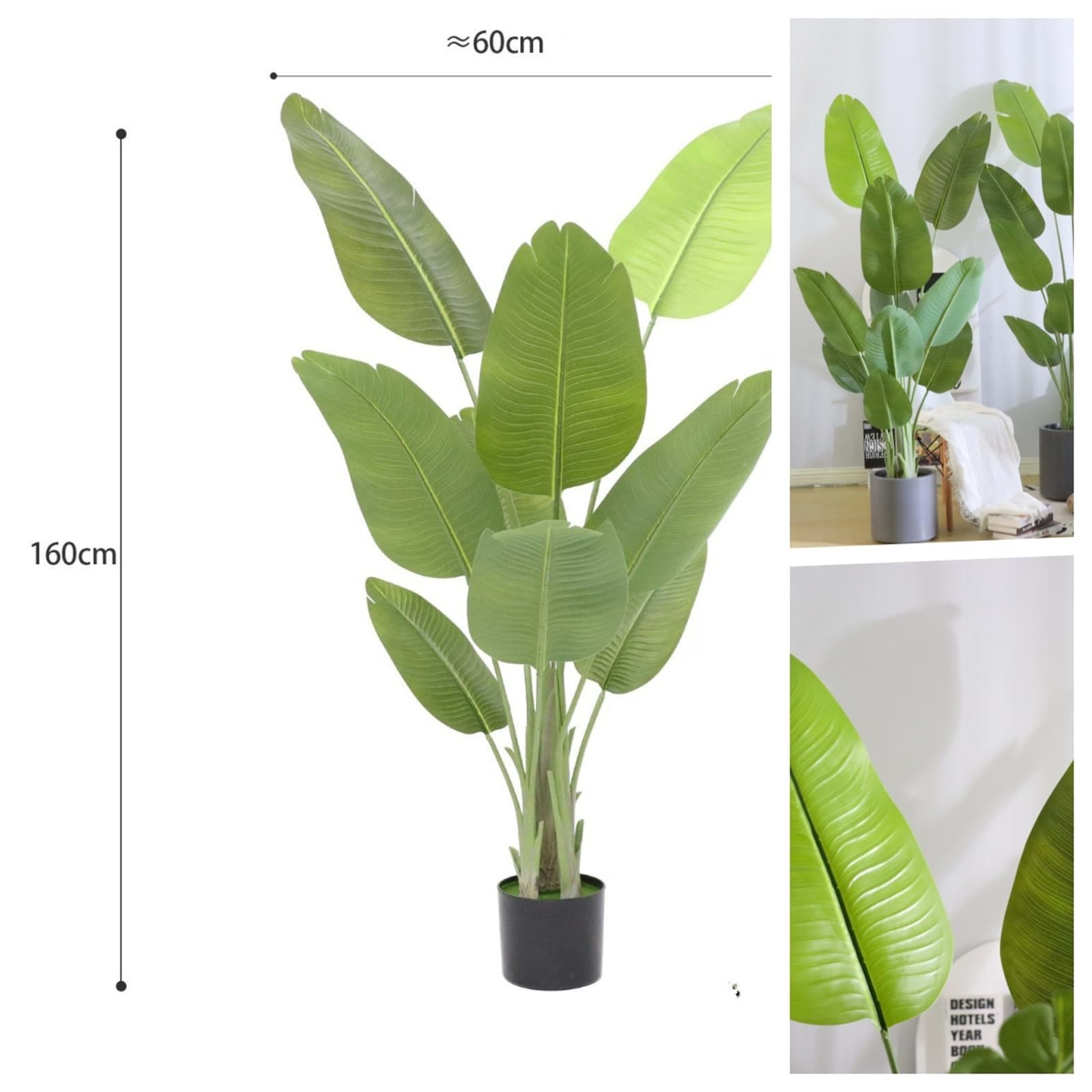 Garvee Pianta Artificiale Uccello del Paradiso 5FT Palma Tropicale Finta con Vaso per Interni Casa Ufficio Soggiorno Verde