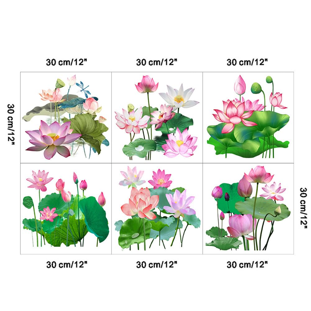 Adesivi per WC Garvee Lotus, impermeabili, in PVC autoadesivo, per bagno, soggiorno, camera da letto, 30 x 30 cm, colori assortiti