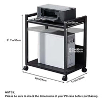 Supporto per PC Garvee Tower, in metallo, a 2 livelli, altezza regolabile, supporto per CPU mobile, compatto e stabile, per uso in ufficio