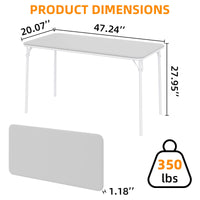 Tavolo pieghevole Garvee a 4 gambe con gambe in metallo e piano in similpelle per uso interno ed esterno, 120x60 cm, grigio, robusto e pieghevole