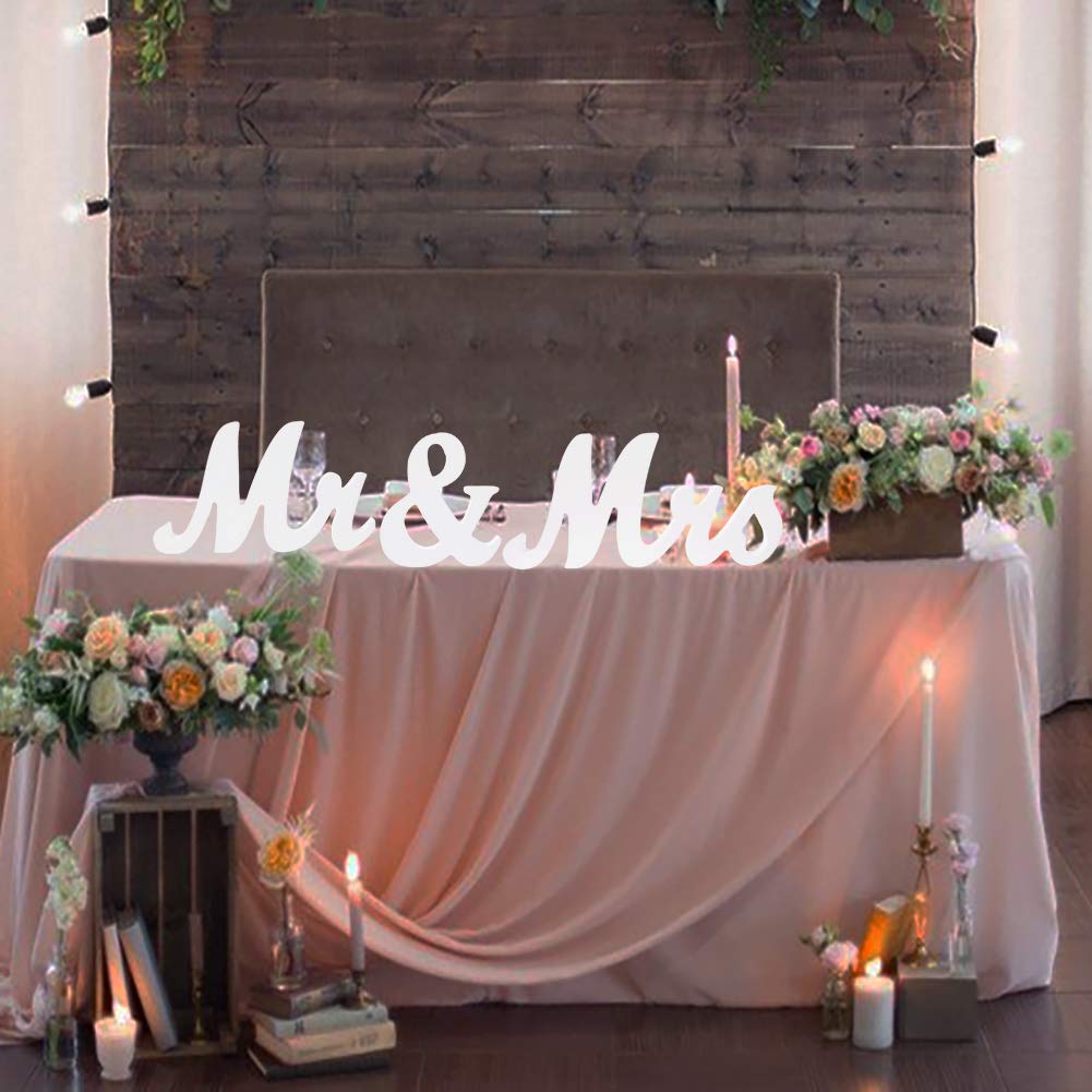 Garvee Segno Mr & Mrs Grande in Legno Premium per Tavolo Matrimonio, Decorazioni Nuziali, Dimensioni Grandi, Colore Naturale
