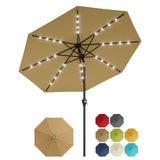 Garvee Ombrellone Da Patio 9FT Con Protezione UV E Impermeabile, Manovella, Inclinazione Regolabile, Tela In Poliestere, Struttura In Ferro, Ventilazione Antivento, Giardino E Piscina - Tan