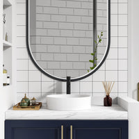 Lavabo rotondo Garvee 18x18" in ceramica bianca moderna smaltata antigraffio per bagno e bar