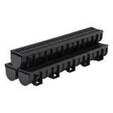 Garvee Sistema di Drenaggio Trench 6 Pezzi con Griglia Plastica, Canale HDPE 15x13 cm per Cortile e Piscina, Resistente A125, Kit Completo