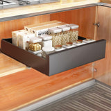 Organizzatore per armadietto estensibile Garvee in acciaio al carbonio, 35 cm di larghezza, autoadesivo, per cucina e bagno, robusto e silenzioso. - Nero