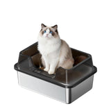 Garvee Lettiera Gatto in Acciaio Inossidabile XL Con Coperchio e Paletta, Design Semi-Chiuso Antiperdite Antiscivolo Per Gatti Grandi Multi-Gatti 23.62x15.75x15 Pollici
