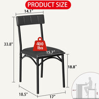 Set di 2 sedie da pranzo Garvee, in similpelle, ergonomiche, robuste, in MDF e acciaio, per cucina e appartamento, 47 cm di lunghezza x 43 cm di larghezza x 85 cm di altezza, nere