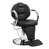 Garvee Sedia da Barbiere Girevole 360° con Pompa Idraulica, Schienale Reclinabile, Pelle PU Nera, Base in Acciaio Cromato, Supporto per Piedi, per Saloni e Studi Tattoo