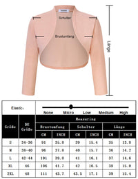 Garvee Elegante Femme Boléro Cardigan Court Manches 3/4, Mise à Ebene Noire, S