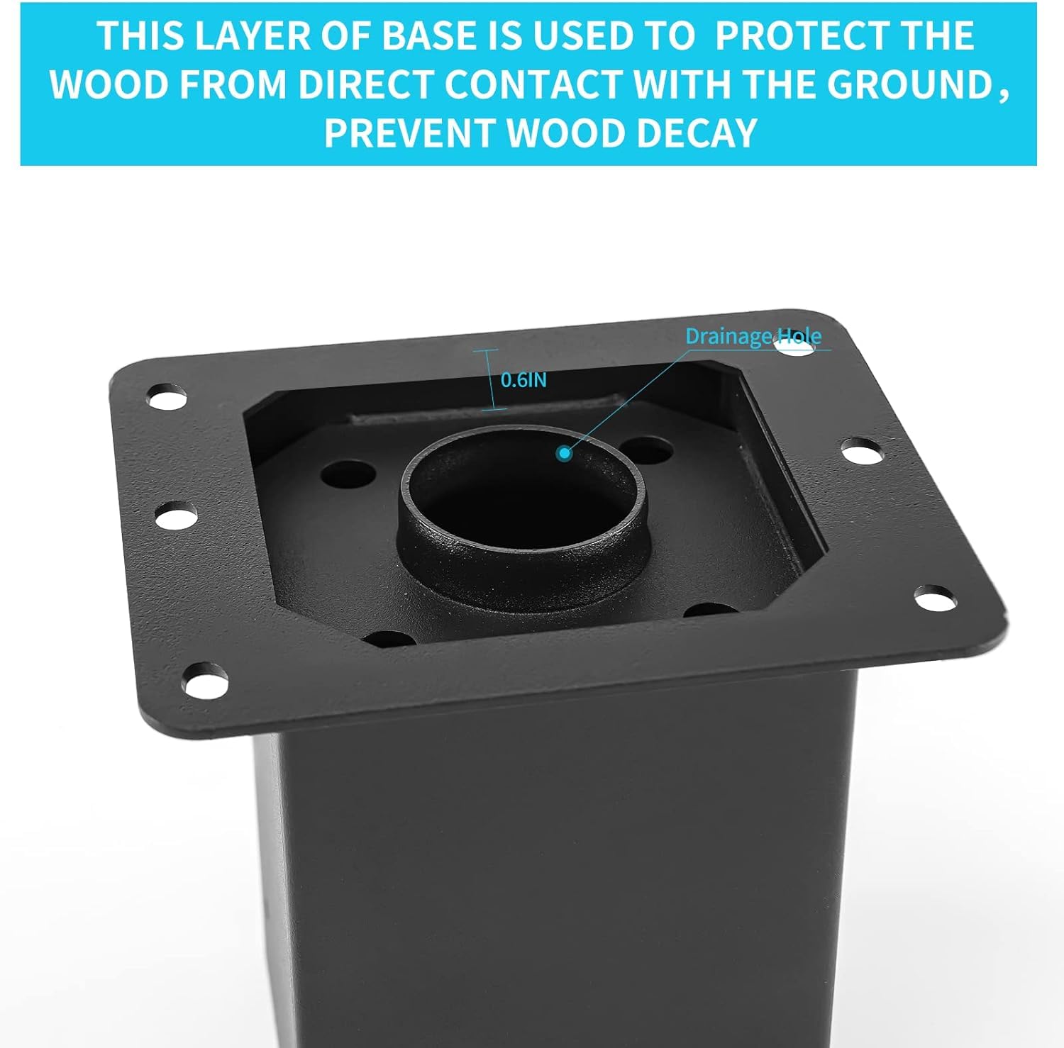 Garvee set da 4 pezzi di supporti per pali in acciaio da 2 mm per pali in legno 4x4, rinforzo su quattro lati, verniciato a polvere nero, set completo per patii e recinzioni