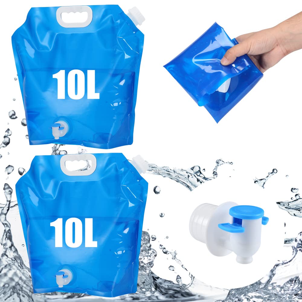 Garvee 10L Faltbarer Wasserkanister Mit Hahn 2 Stück BPA-Frei Auslaufsicher Tragbar Für Camping Und Wandern