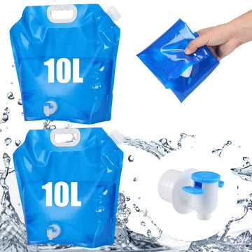 Garvee 10L Faltbarer Wasserkanister Mit Hahn 2 Stück BPA-Frei Auslaufsicher Tragbar Für Camping Und Wandern